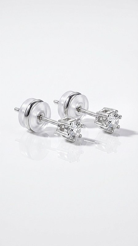 Brinco Pedra PP Moissanite 0.2ct Ponto de Luz 6 Pontas Prata 925