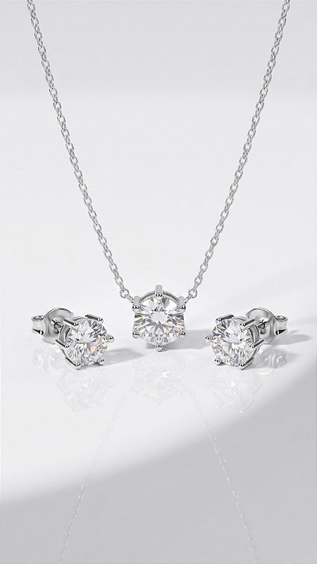 Conjunto Pedra P Moissanite 3x 0.8ct Ponto de Luz 6 Pontas Prata 925