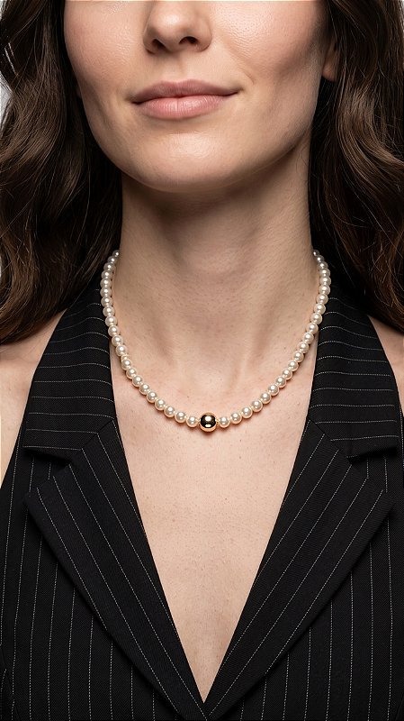 Colar Pérolas Esfera Dourada Diabo Veste Prada 2