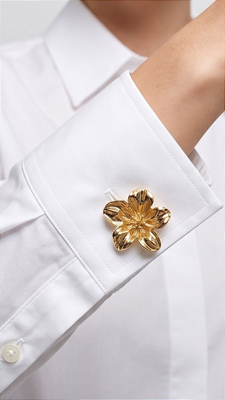 Broche Para Botões Flor Dourada