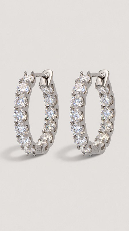 Brinco Argola Click Moissanite 0.1ct Prata 925