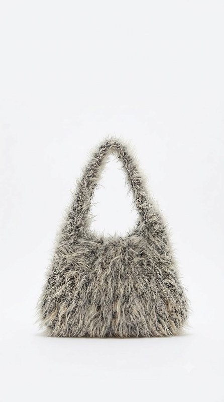 Bolsa Bag Sato Hobo Crochet Pelos Mescla Preta & Bege