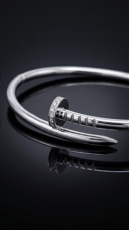Bracelete Prego Slim Cravejado Zircônias Banho Ródio Branco