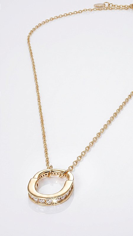 Colar Pingente Cadeado Zircônias Cravejadas Banho Ouro 18K