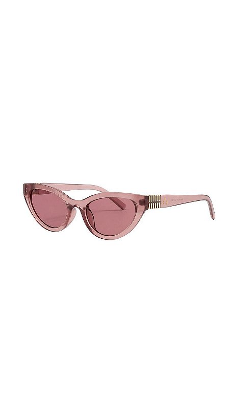 Óculos Gatinho Acetato e Lente Rose Detalhes Metal Dourado