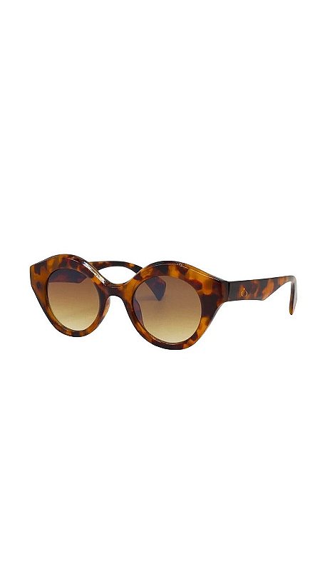 Óculos Redondo Vintage Tartaruga Lente Marrom Degradê