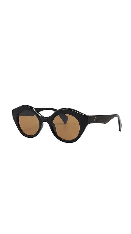 Óculos Redondo Vintage Preto Lente Marrom