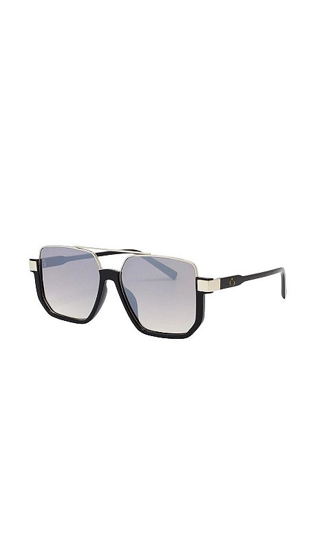 Óculos Aviador Quadrado Slim Preto Lente Degradê
