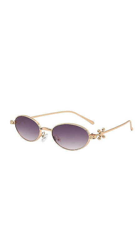 Óculos Virgínia Oval Metal Lente Preta Degradê
