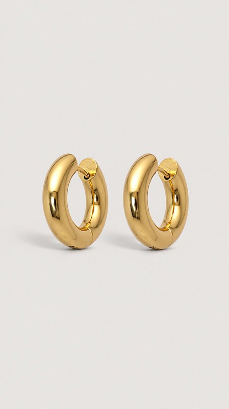 Brinco Argola Mini Bold Click Banho Ouro 18K Aço