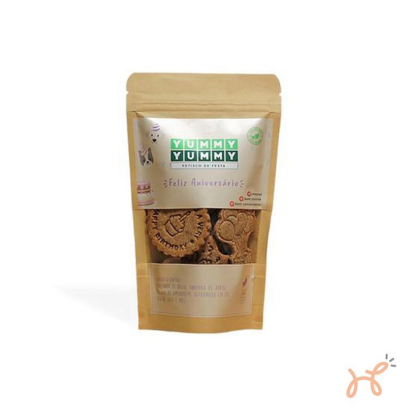 Biscoito Petisco para cães Feliz Aniversário - Yummy Yummy