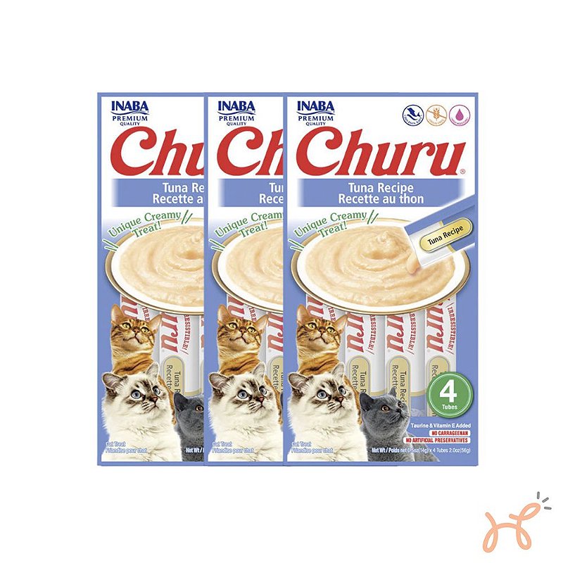 Kit c/3 Unid Petisco para Gatos Churu Atum - Inaba