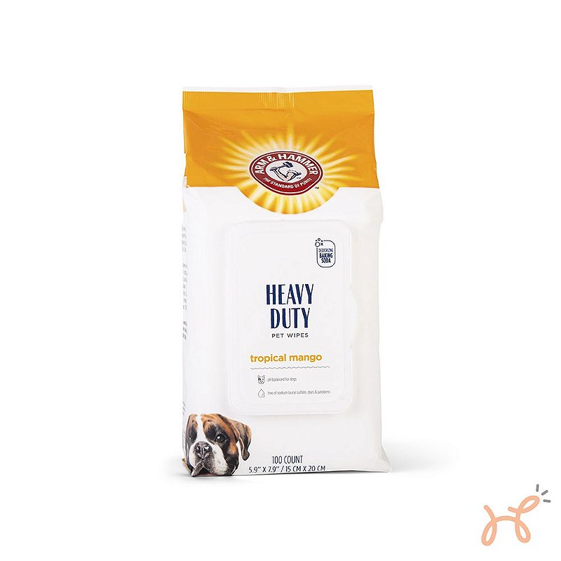 Lenço Umedecido Multifunções para Cães e Gatos Heavy Duty Perfume Manga Tropical 100 un - Arm & Hammer