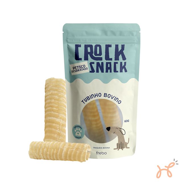 Petisco para Cães CrockSnack Tubinho Traquéia Bovina Desidratada 100% Natural 60gr - Frebo