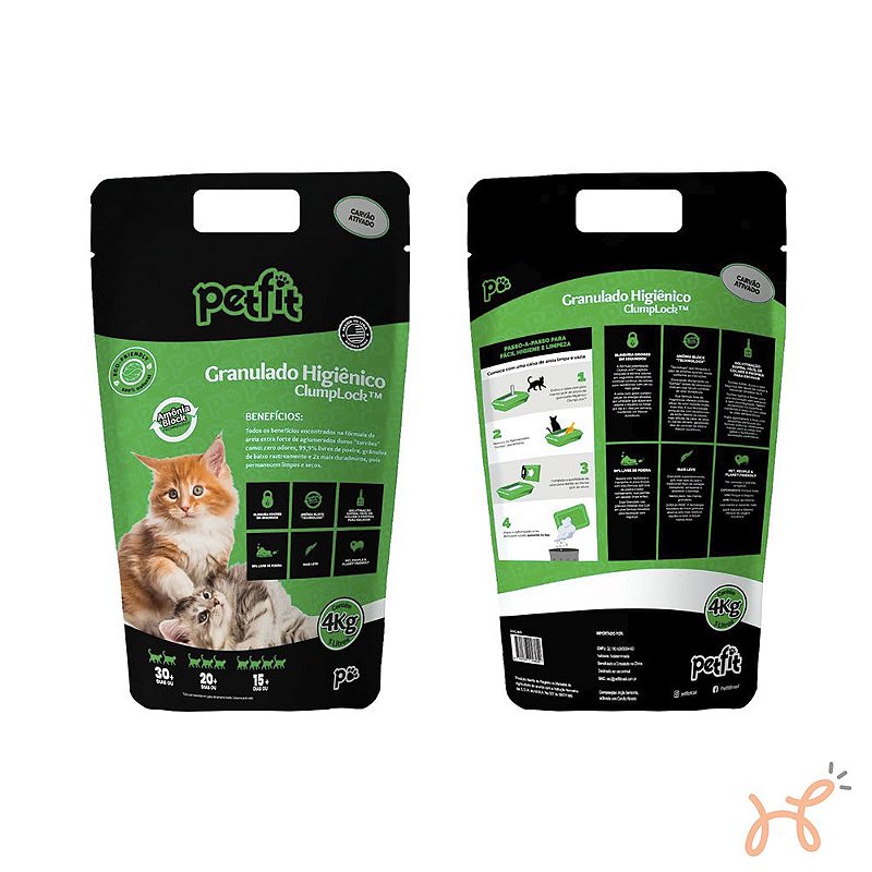 Areia Granulada Higiênica Carvão Ativado Cumplock para Gatos 4kg - Petfit