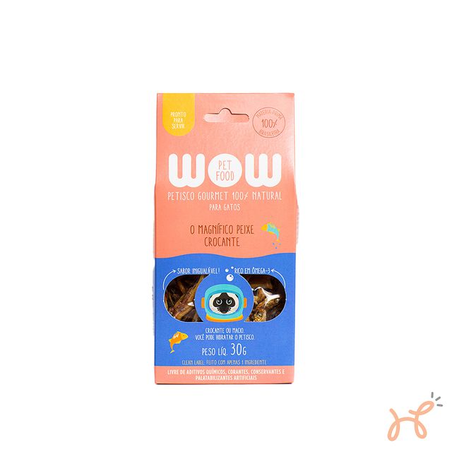 Petisco para Gatos sabor Peixe Crocante  100% Natural 50gr - Wow