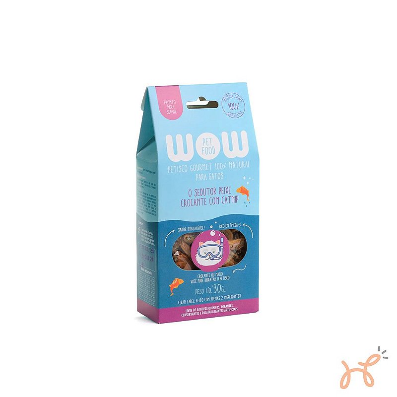 Petisco para Gatos sabor Peixe com Catnip  100% Natural 50gr - Wow