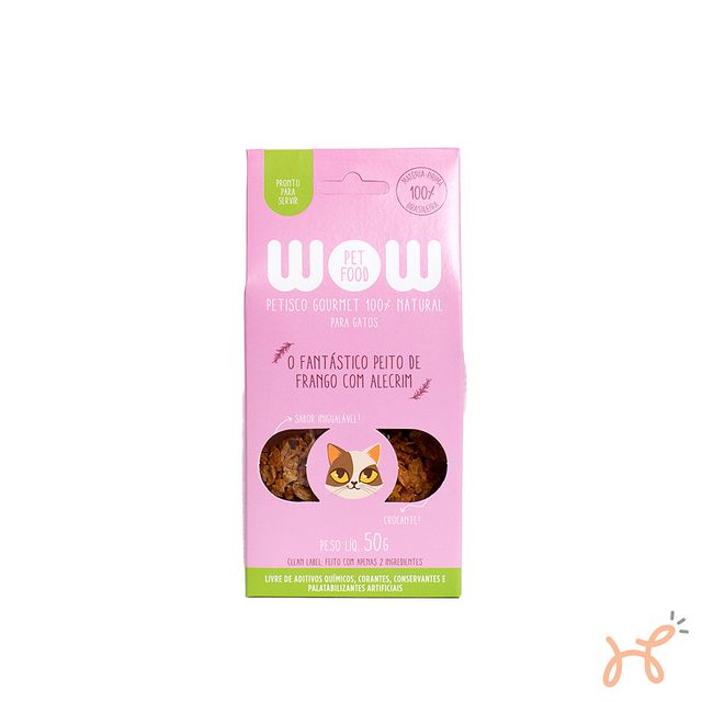 Petisco para Gatos Sabor Frango com Alecrim 100% Natural 50gr - Wow