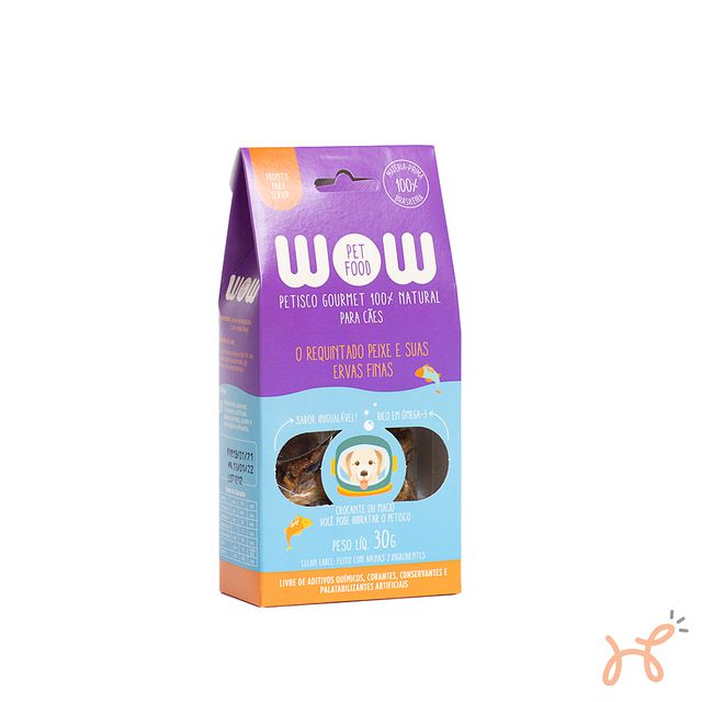Petisco para Cães Sabor Peixe e Ervas Finas 100% Natural 50gr - Wow