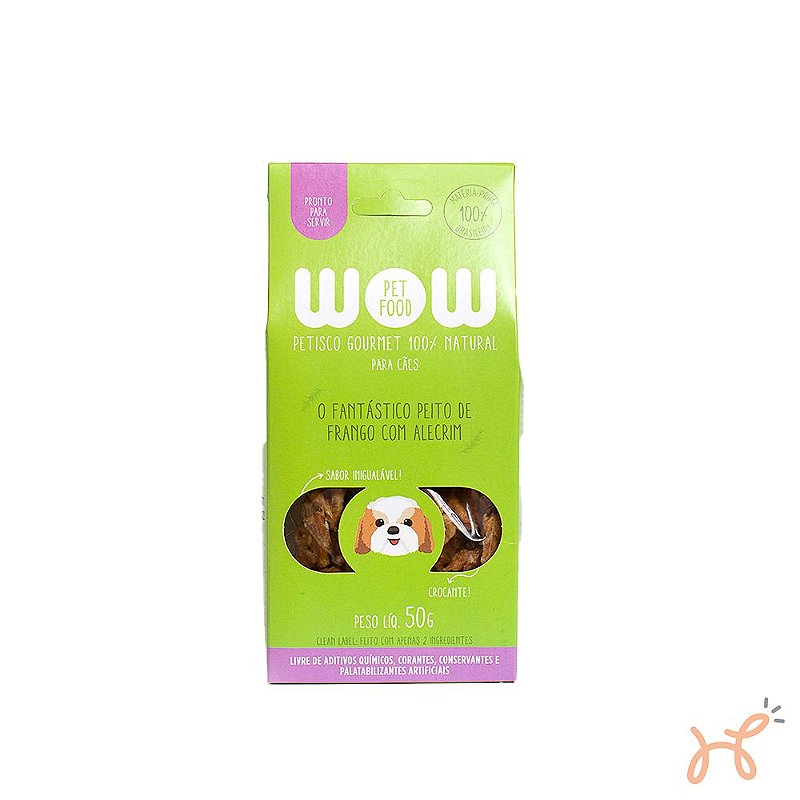 Petisco para Cães Sabor Peito de Frango com Alecrim 100% Natural 50gr - Wow