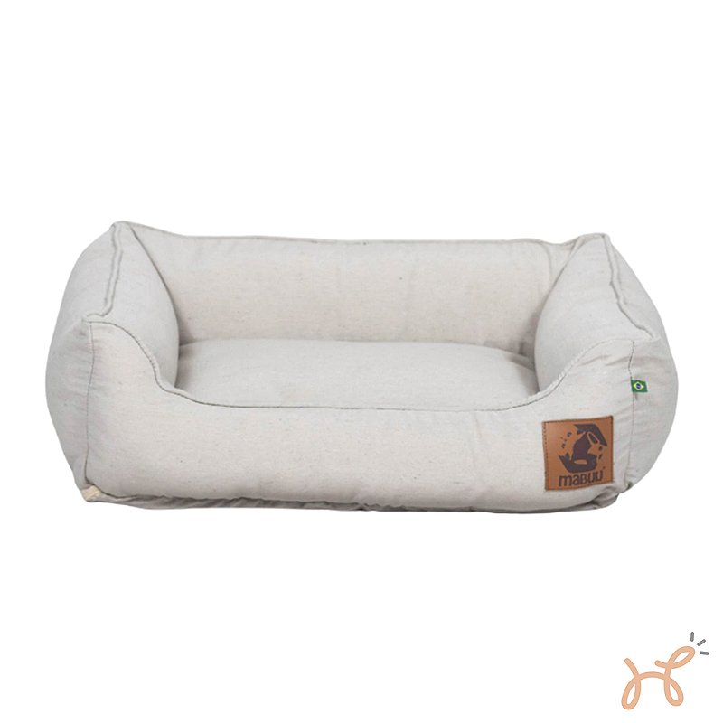 Cama para Cães e Gatos em Linho 100% Reciclado GG 110 x 100 Creme - Mabuu