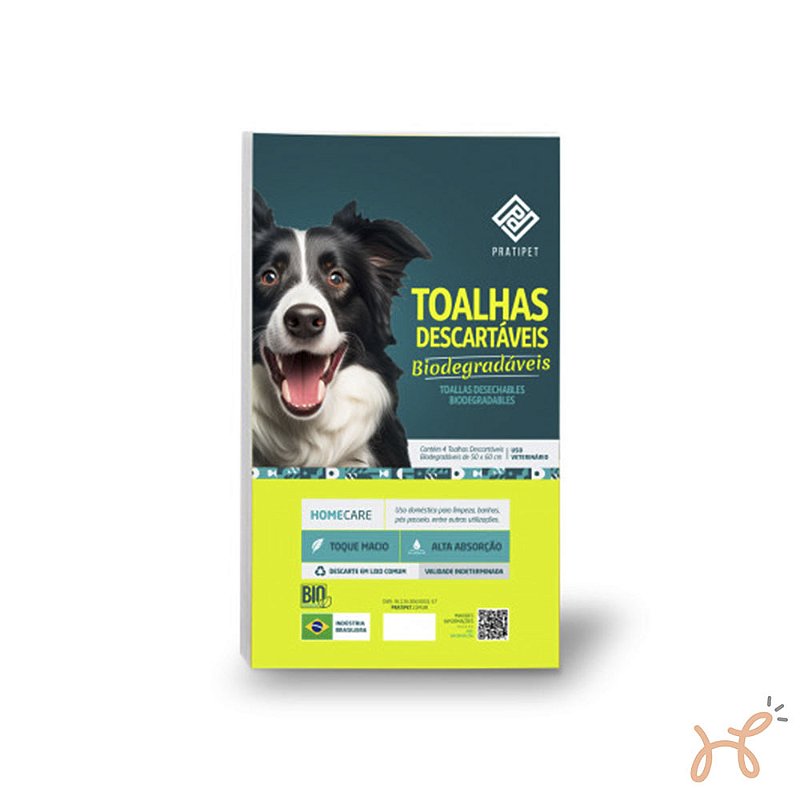Kit Toalhas para Cães e Gatos Descartáveis Biodegradaveis - Pratipet
