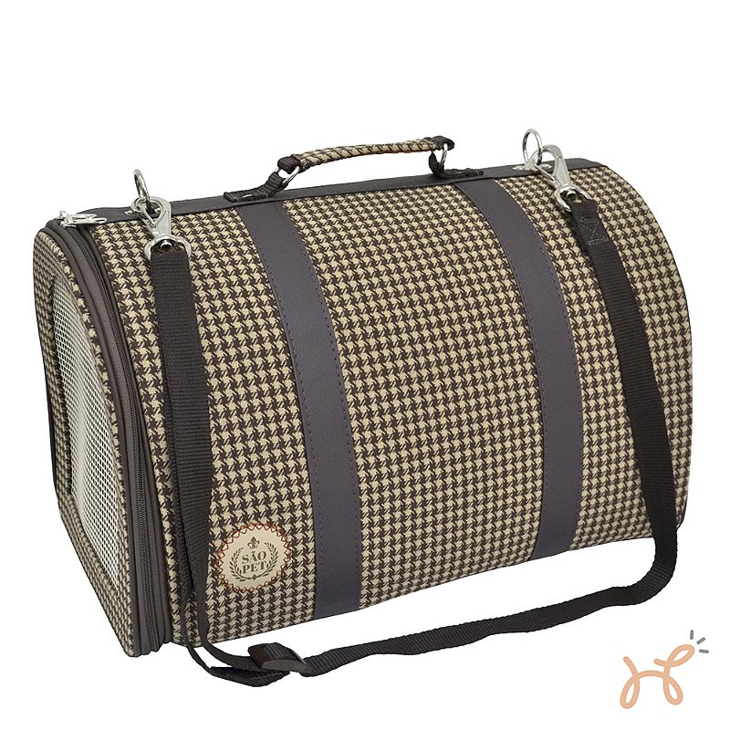 Bolsa de Transporte Pet Pied de Poule Marrom - São Pet