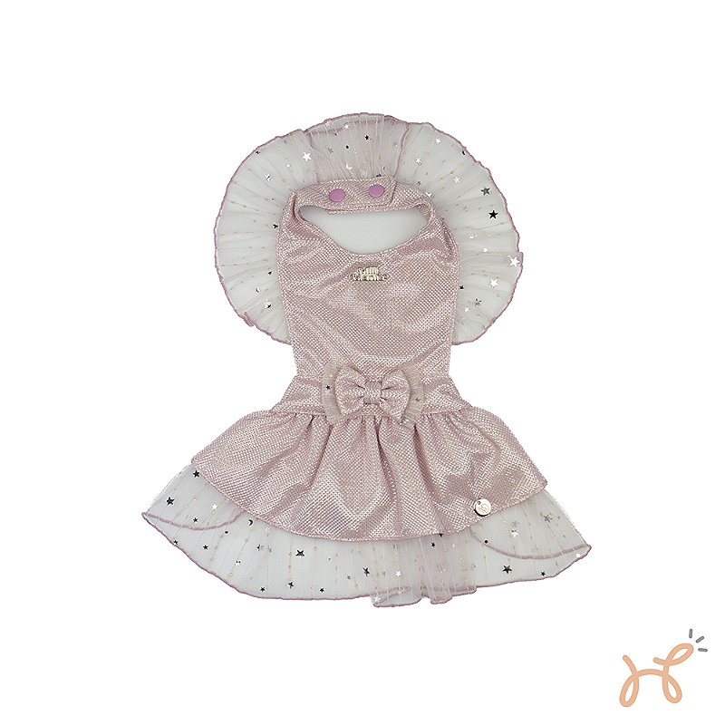 Vestido para Cães Star com Brilho Rosa - Milli Mania