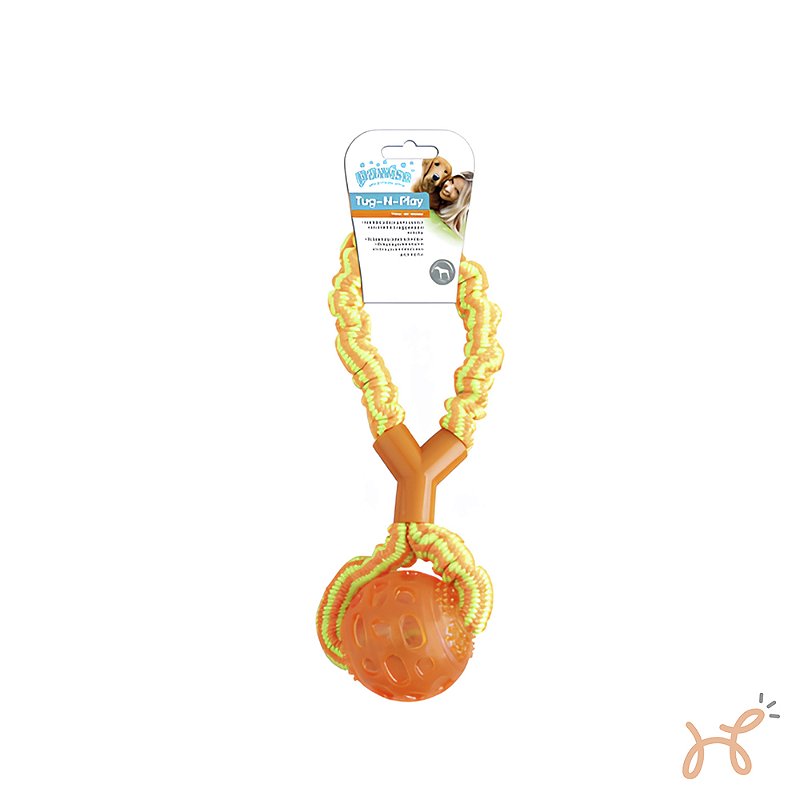 Brinquedo Mordedor em Y Cabo de Guerra para Cães Tug-n-Play Laranja/Amarelo - Pawise