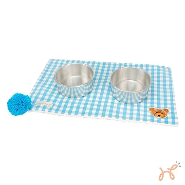 Porta Comedouro Jogo Americano Urso Teddy Azul - Bonito Pra Cachorro