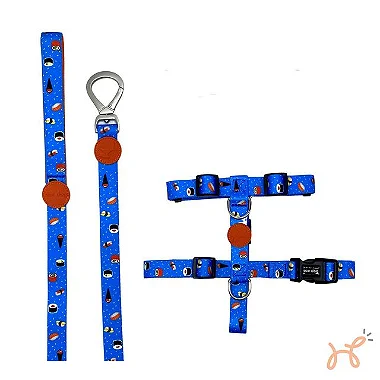 Conjunto Peitoral H e Guia Sushi - Ace Dog