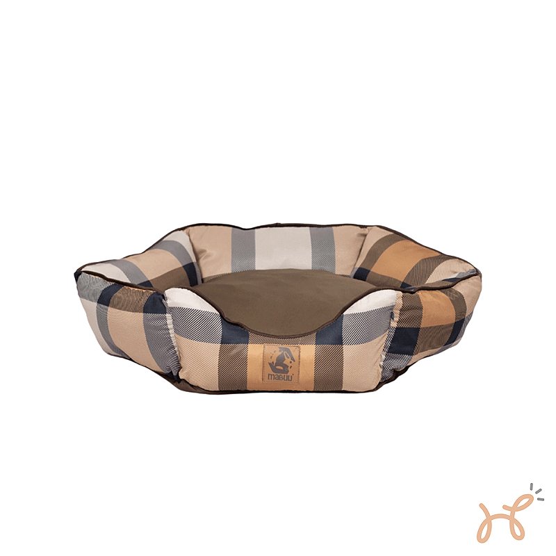Cama para Cães e Gatos Hexagonal Xadrez Marrom M - Mabuu