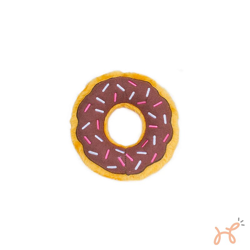 Brinquedo de Pelúcia para Cães Squeaker Plush Donut Chocolate M  - ZippyPaws