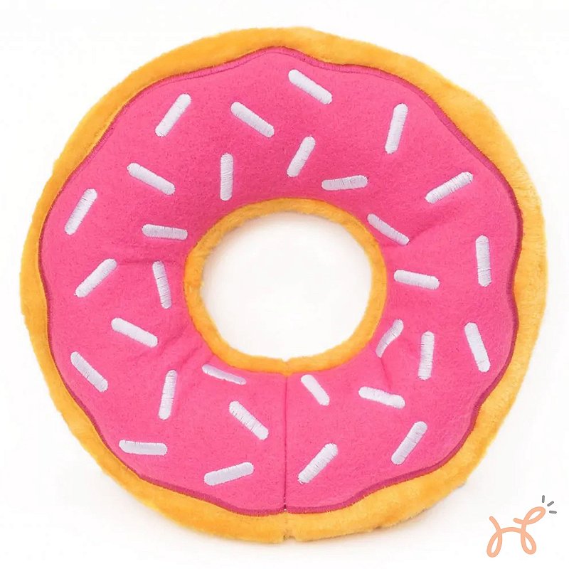 Brinquedo de Pelúcia para Cães Squeaker Plush Donut Morango Jumbo  - ZippyPaws