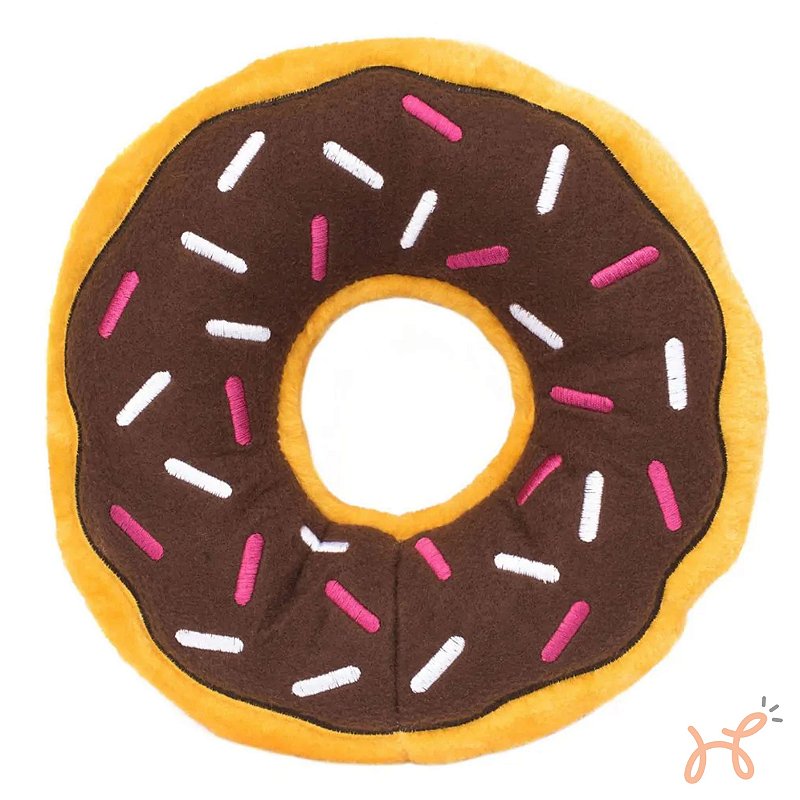 Brinquedo de Pelúcia para Cães Squeaker Plush Donut Chocolate Jumbo - ZippyPaws