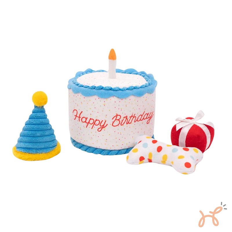 Brinquedo Interativo Pelúcia para Cães Bolo de Aniversário Burrow - ZippyPaws