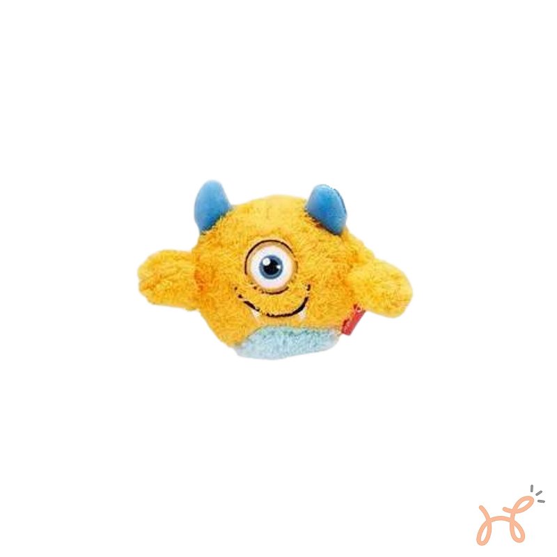 Brinquedo Pelúcia c/ Bolinha para Cães Monstro Baby Cyclope Qmonster P Amarelo - Petta
