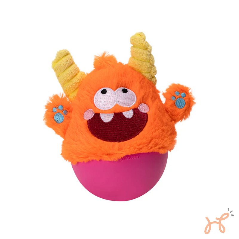 Brinquedo Pelúcia Interativo para Cães Little João Bobo Little Monster Qmonster Laranja - Petta