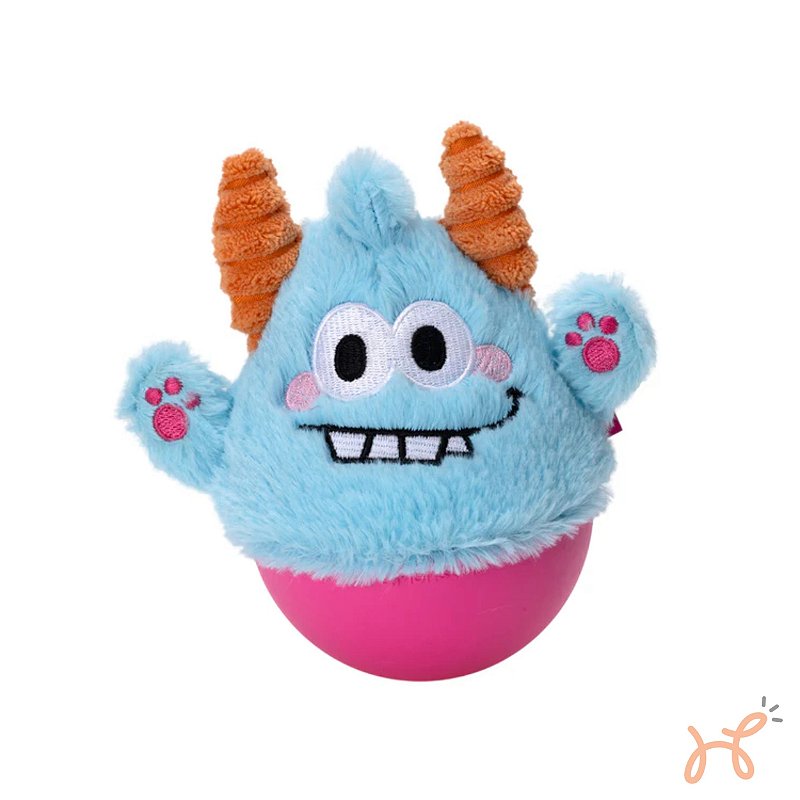 Brinquedo Pelúcia Interativo para Cães Little João Bobo Little Monster Qmonster Azul - Petta