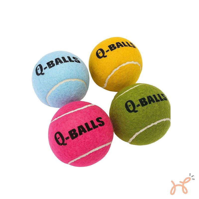 Brinquedo para Cães Kit 4 Bolas de Tênis Coloridas Qmonster P - Petta