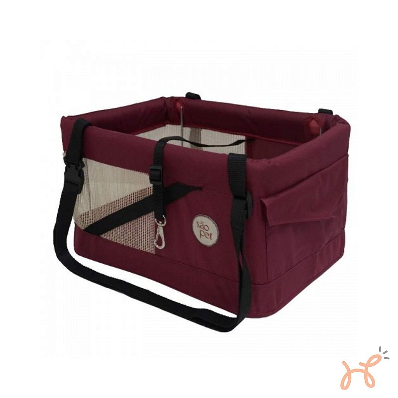 Bolsa de Transporte Carro Cesto para Pet Safety Car Vinho - São Pet