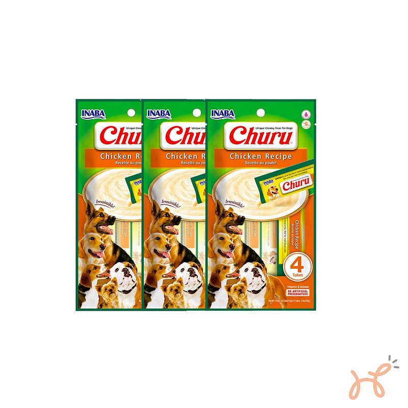 Kit c/3 Unid Petisco para Cães Churu Frango - Inaba