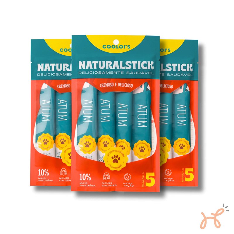 Kit Petisco Natural Stick para Gatos Atum 3 Pacotes (15 unid 225g) - Coolors