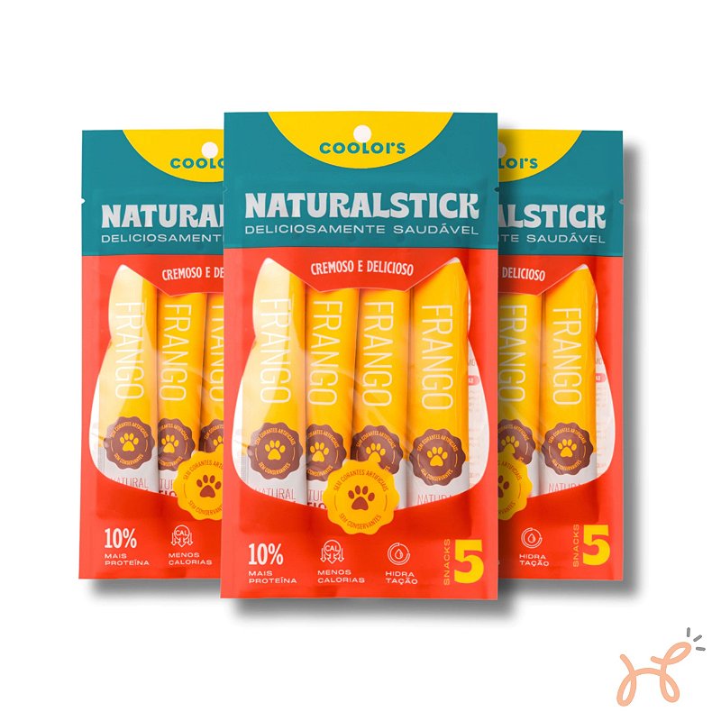 Kit Petisco Natural Stick para Gatos Frango 3 Pacotes (15 unid 225g) - Coolors