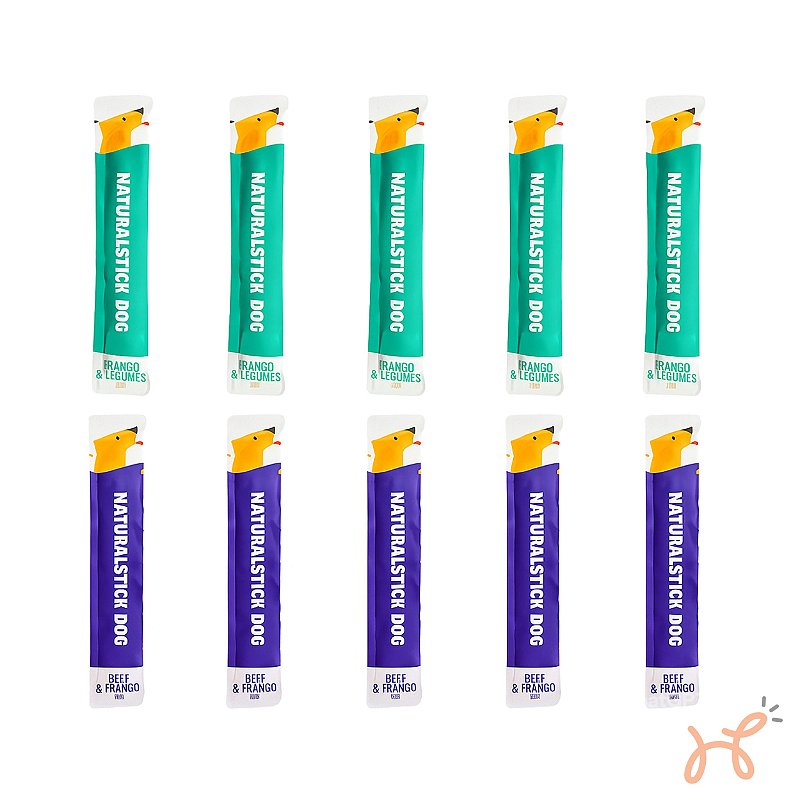 Kit Petisco Natural Stick para Cães Sabores Variados 2 Pacotes (10 unid 150 g) - Coolors