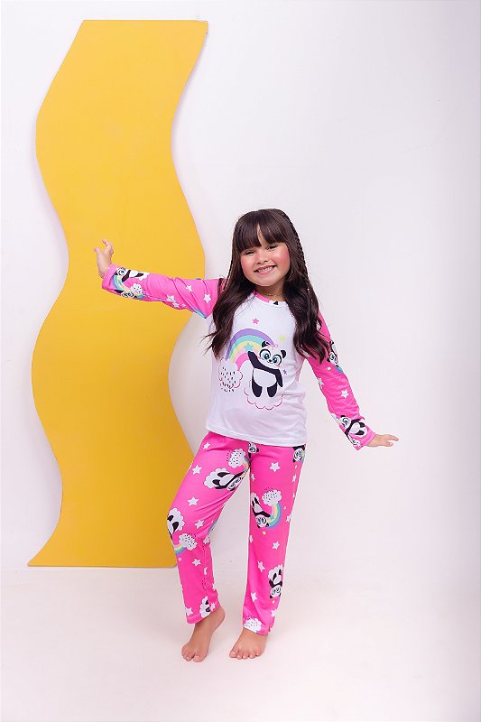 Pijama Panda Arco Íris - Longo
