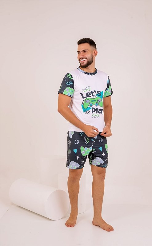 Pijama Adulto Masc Video Game - Curto