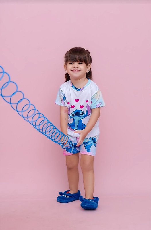 Pijama Adulto Fem Stich Lover - Curto