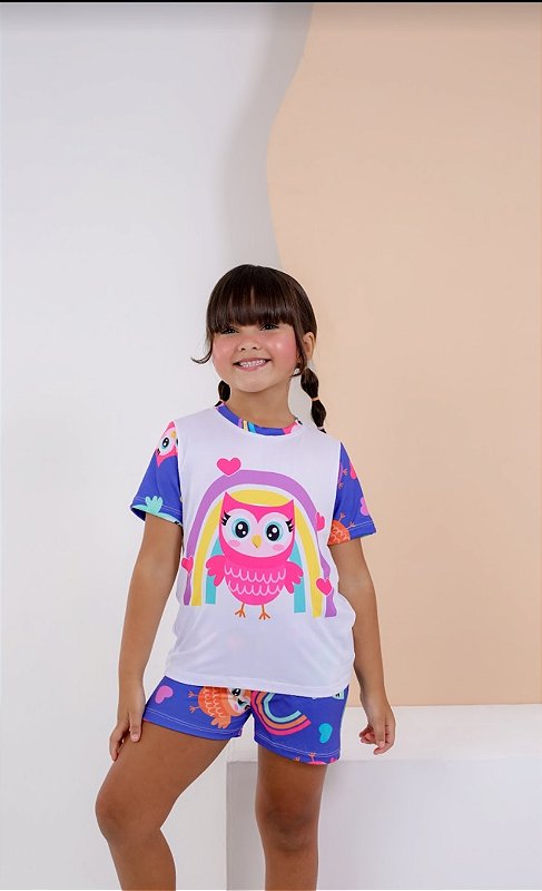 Pijama Adulto Fem Corujinha - Curto