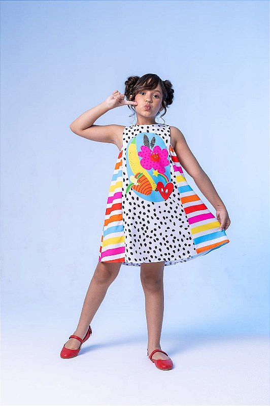 Vestido Larissa Branco Frutas